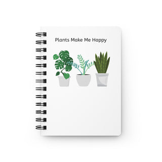 Plant Lover Journal – "Plants Make Me Happy" Botanical Spiral Notebook