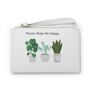 Plant Lover Clutch Bag – "Plants Make Me Happy" Botanical Wristlet Pouch
