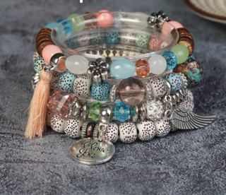 4 Piece Bracelet Set Light Mixed Color