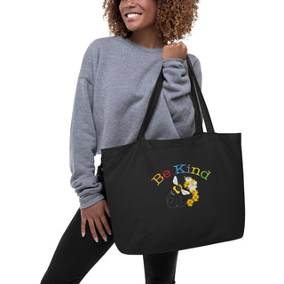 Be Kind Large Eco Tote Bag Black Front
