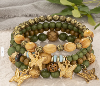 Butterfuly Beaded Bracelet Green