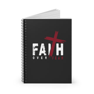  Faith Over Fear Christian spiral notebook with inspirational faith design showing open book         