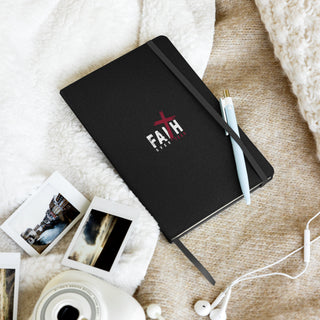 Faith Over Fear Signature Collection Notebook Black with photos and ear phones.