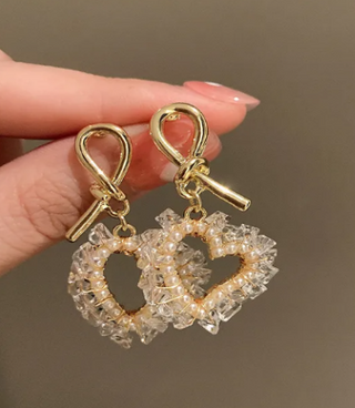 Heart Shape Earrings with Bow