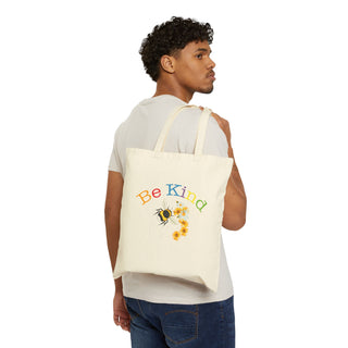 Man Carrying a Tote Bag with Bee Design