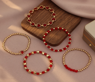 Red Heart Bracelet Set