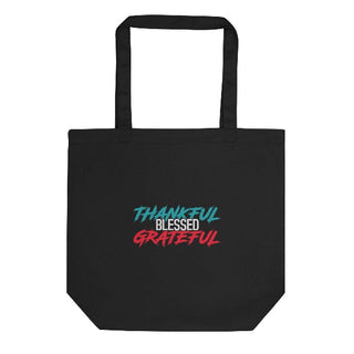 Thankful Blessed Grateful Eco Tote Bag Black