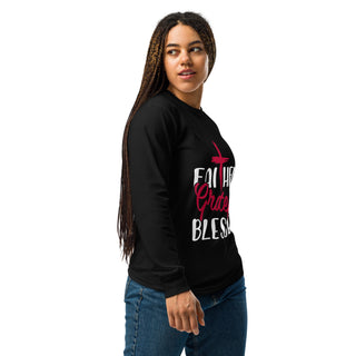 Unisex Faithful Grateful Blessed Christian Garment-Dyed Long Sleeve T-Shirt Black RIght