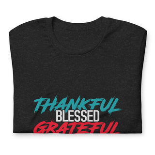 Unisex Staple Thankful Blessed Gratefull T-Shirt Black Heather Front