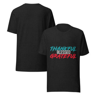 Unisex Thankful Blessed Gratefull T-Shirt Black Heather Front