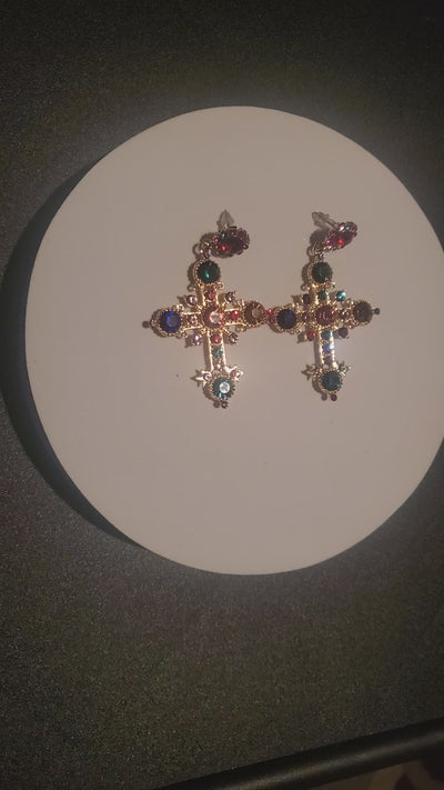 Ethnic Style Cross Earrings