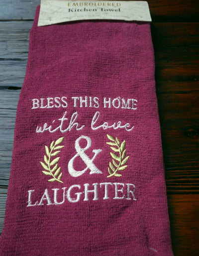 Bless this Home with Love and Laughter Kitchen Towel