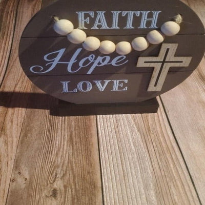 Faith Hope and Love Tabletop Decor - Christiangiftsforyou.com