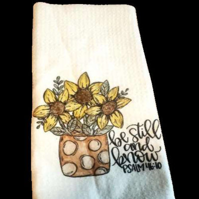 Sunflower Kitchen Towel Be Still and Know